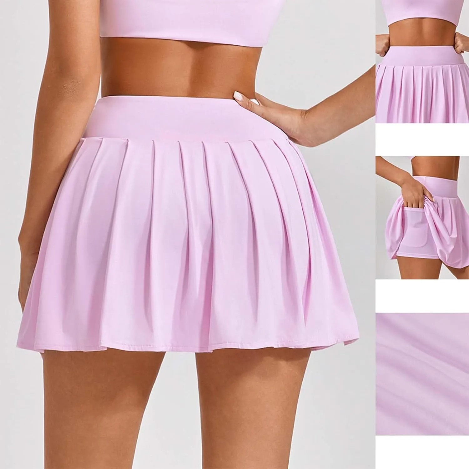 Womens Pleated Skirts High Waisted Mini Tennis Skirt Skorts with Shorts