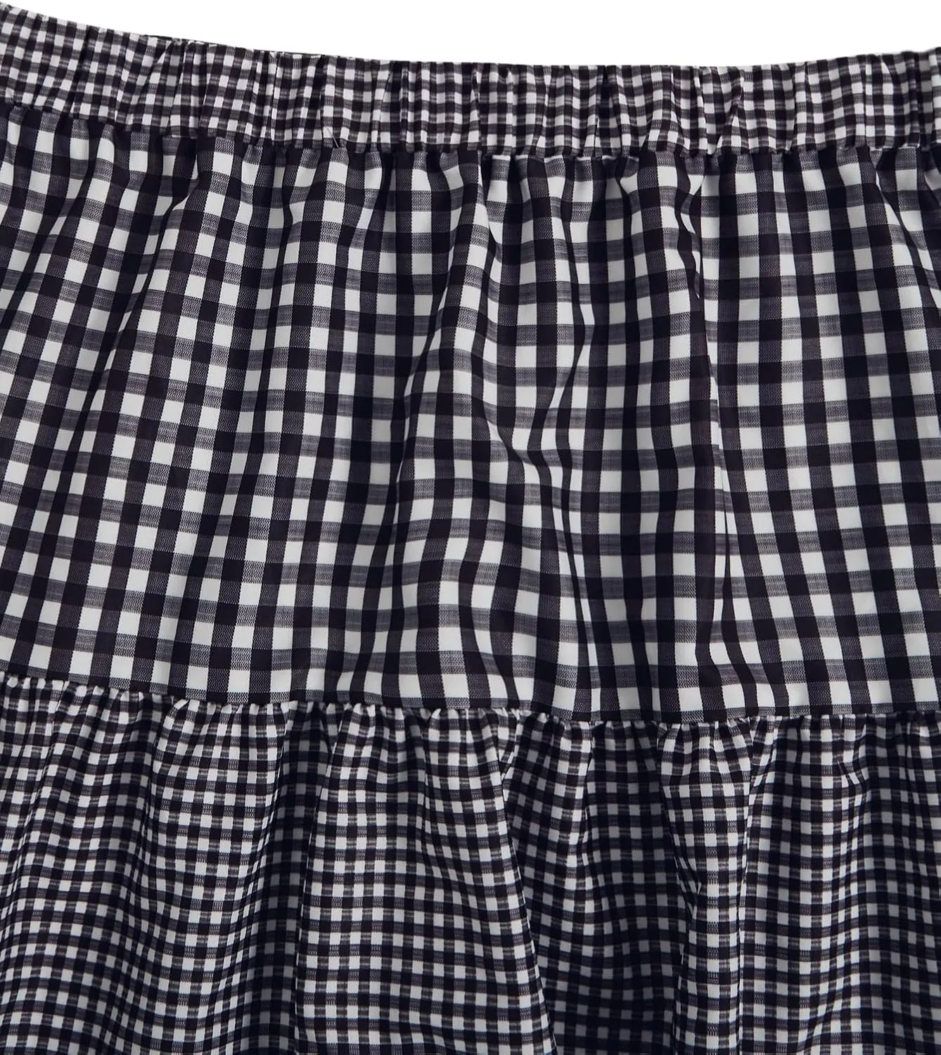 Women's Plus Size Gingham Tiered Layer Skirt Flowy Elastic High Waist A Line Skirts