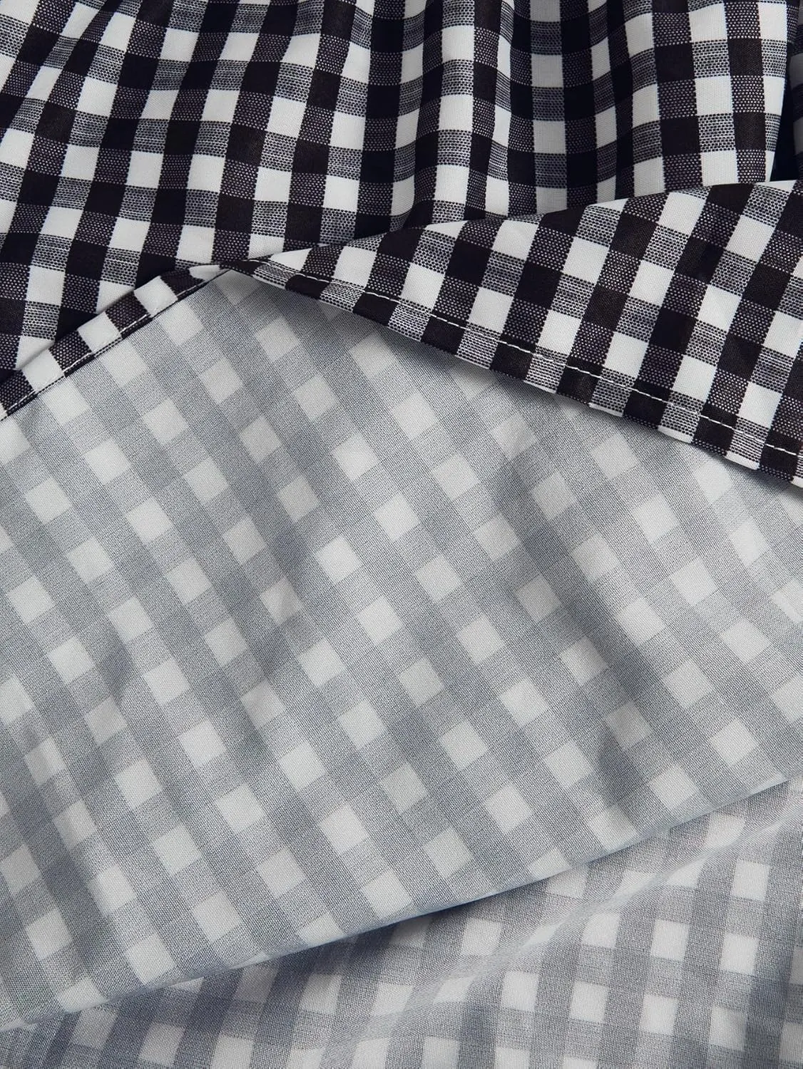 Women's Plus Size Gingham Tiered Layer Skirt Flowy Elastic High Waist A Line Skirts