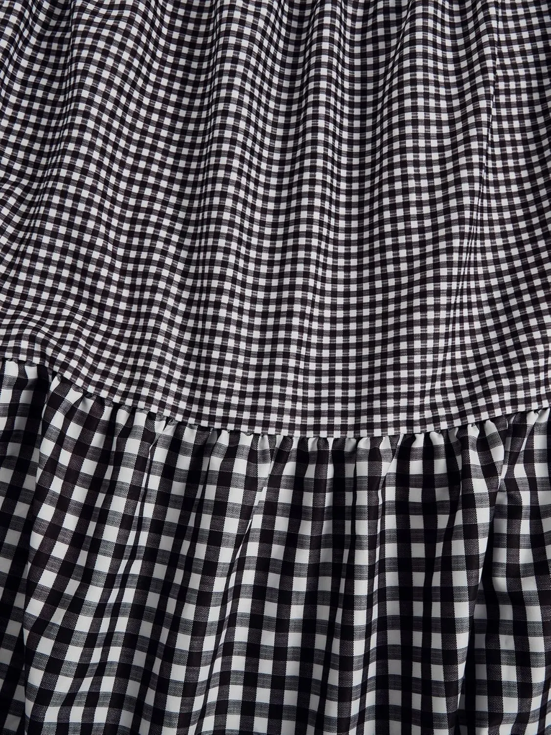 Women's Plus Size Gingham Tiered Layer Skirt Flowy Elastic High Waist A Line Skirts