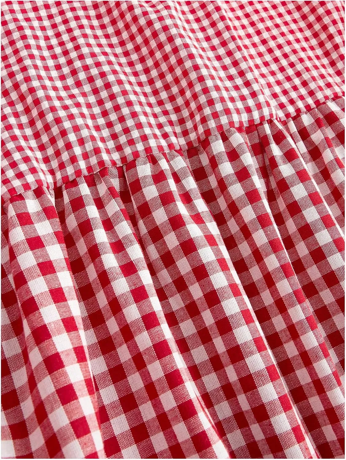 Women's Plus Size Gingham Tiered Layer Skirt Flowy Elastic High Waist A Line Skirts