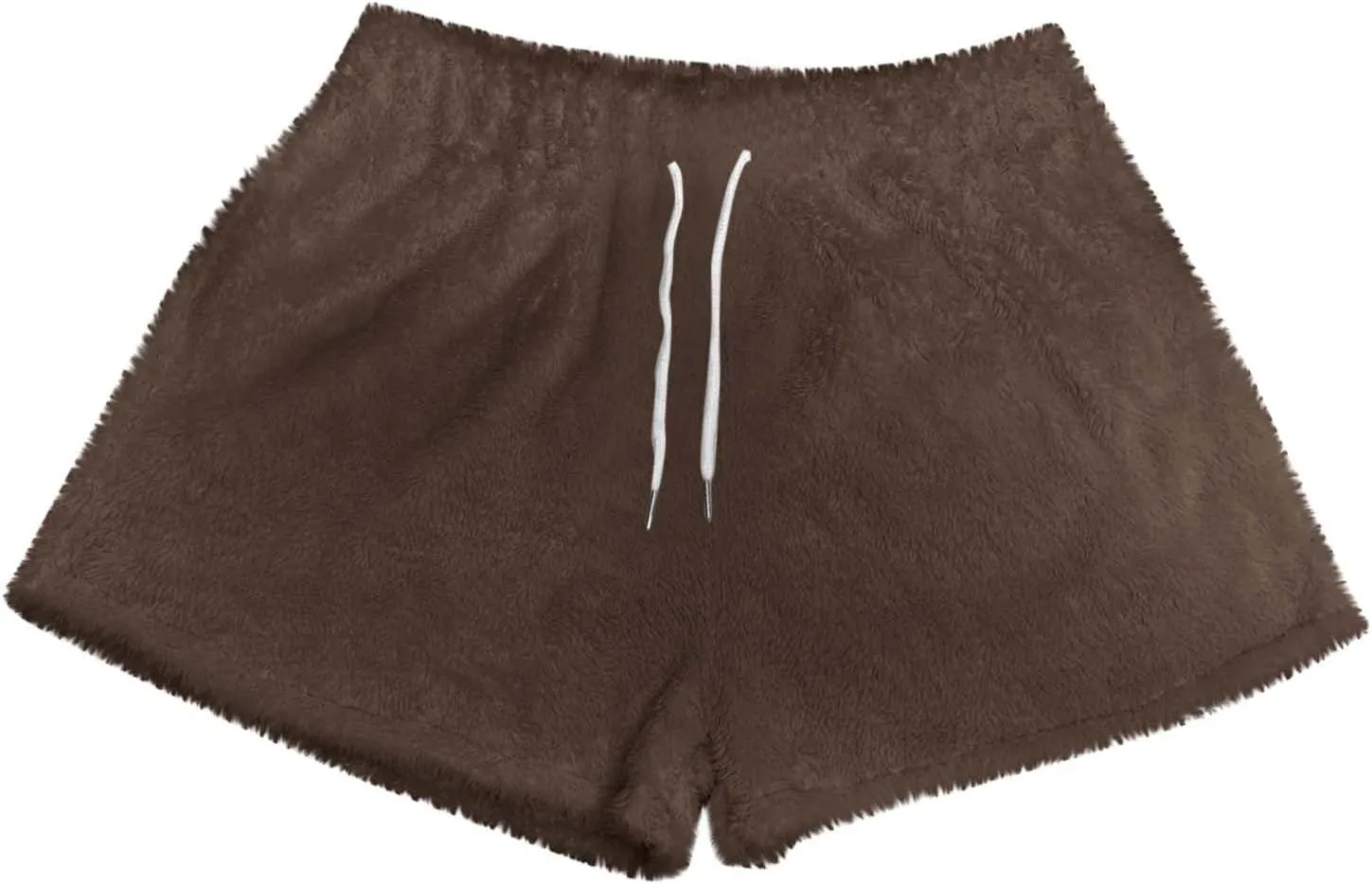 Women's Plush Shorts Drawstring High Waist Soft Fluffy Warm Pajama Short Pants Lounge Sleep Bottoms Sleepwear Pant