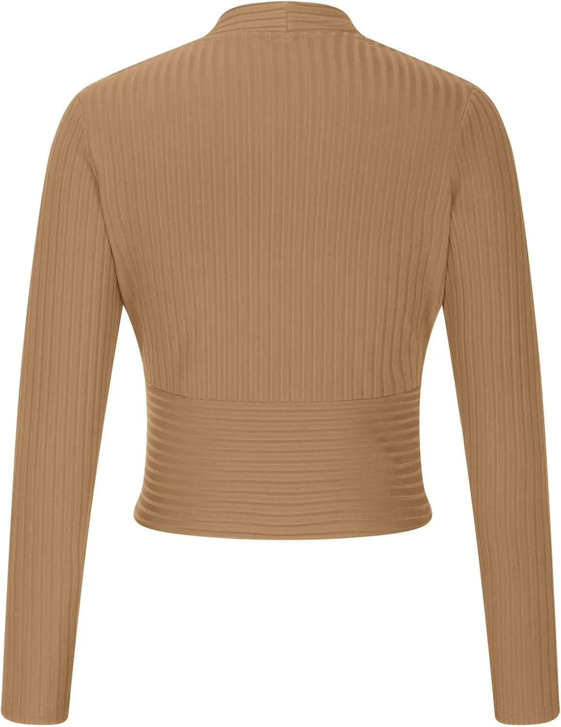 Women's Sexy Crop Tops Yoga Workout V Neck Tops Long Sleeve Slim Fit Stretchy Gym Fitness Tees Cozy Knitted Jersey Shirts