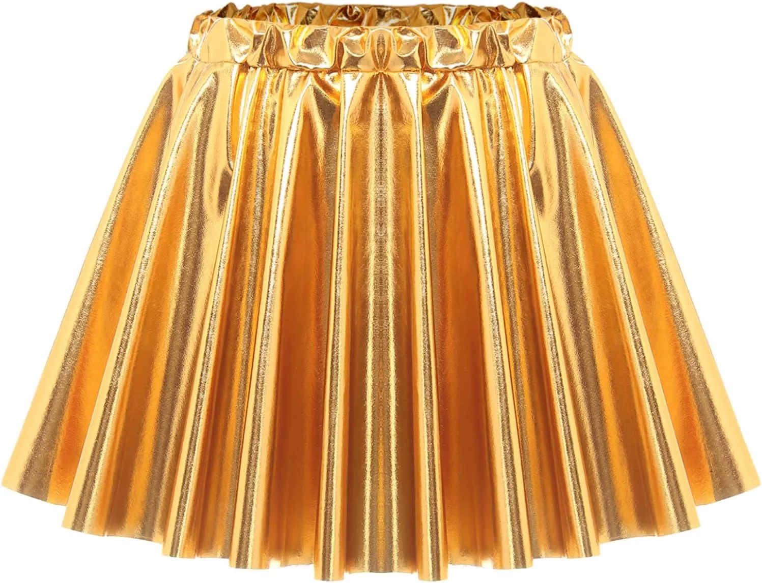 Women's Shiny Flared Pleated Mini Skater Skirt Holographic Club Party Dance A-line Skirts