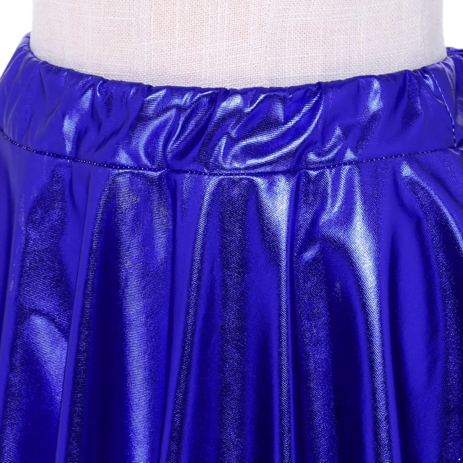 Women's Shiny Flared Pleated Mini Skater Skirt Holographic Club Party Dance A-line Skirts