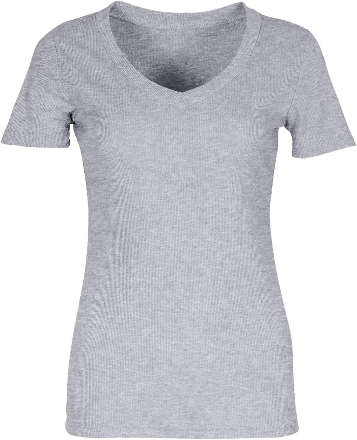 Women's Short Sleeve Cotton T-Shirts V Neck Ribbed Slim Fit Tops Ladies' Casual Summer Basic Tee 2025 Summer
