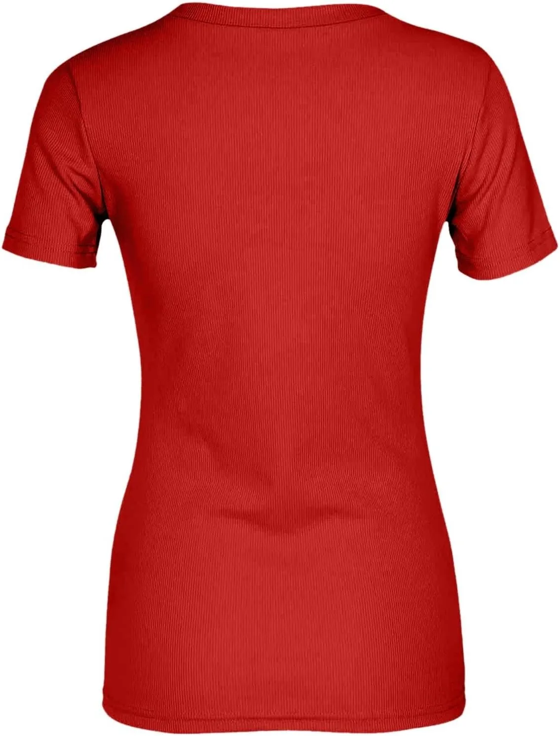 Women's Short Sleeve Cotton T-Shirts V Neck Ribbed Slim Fit Tops Ladies' Casual Summer Basic Tee 2025 Summer