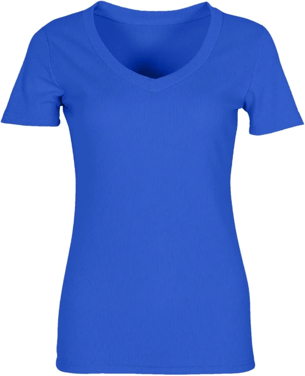 Women's Short Sleeve Cotton T-Shirts V Neck Ribbed Slim Fit Tops Ladies' Casual Summer Basic Tee 2025 Summer