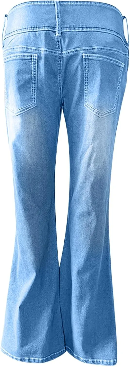 Womens Slimming Skinny Jeans Stretch Buttons High Waisted Comfortable Lounge Denim Fall 2024 Flattering Flared Jeans