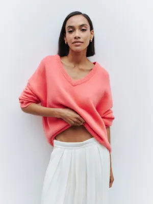 Women’s Solid Colour V-Neck Long Sleeve Sweater