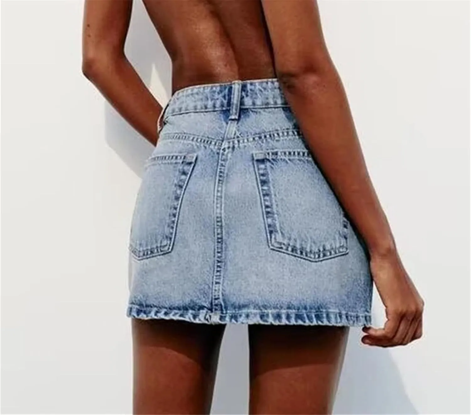 Women's Spring Summer Fashion Mini Denim Skirts Casual High Street Packaged Hip Skirts