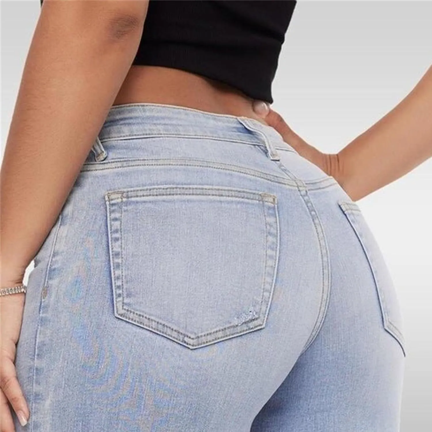 Women's Straight Stretch Wide Leg Pants Business Casual High Waist Jeans Slim Fit Fashion Retro Loose Solid Color