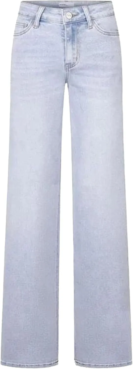Women's Straight Stretch Wide Leg Pants Business Casual High Waist Jeans Slim Fit Fashion Retro Loose Solid Color
