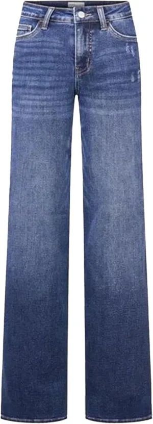Women's Straight Stretch Wide Leg Pants Business Casual High Waist Jeans Slim Fit Fashion Retro Loose Solid Color