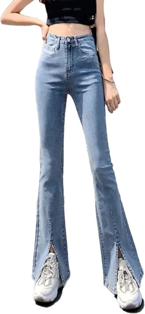 Women's Stretch Flared Jeans - Multicolor Design & Plus Size Fit for Trendy Look