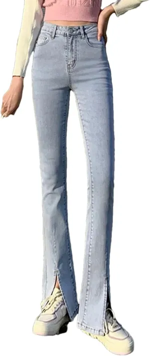 Women's Stretch Flared Jeans - Multicolor Design & Plus Size Fit for Trendy Look