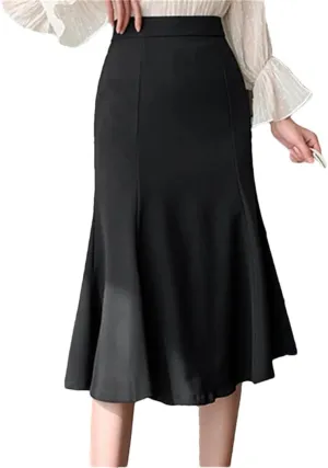 Women's Summer Spring Mid Length Fishtail High Waist Solid Color Office A-Line Skirts