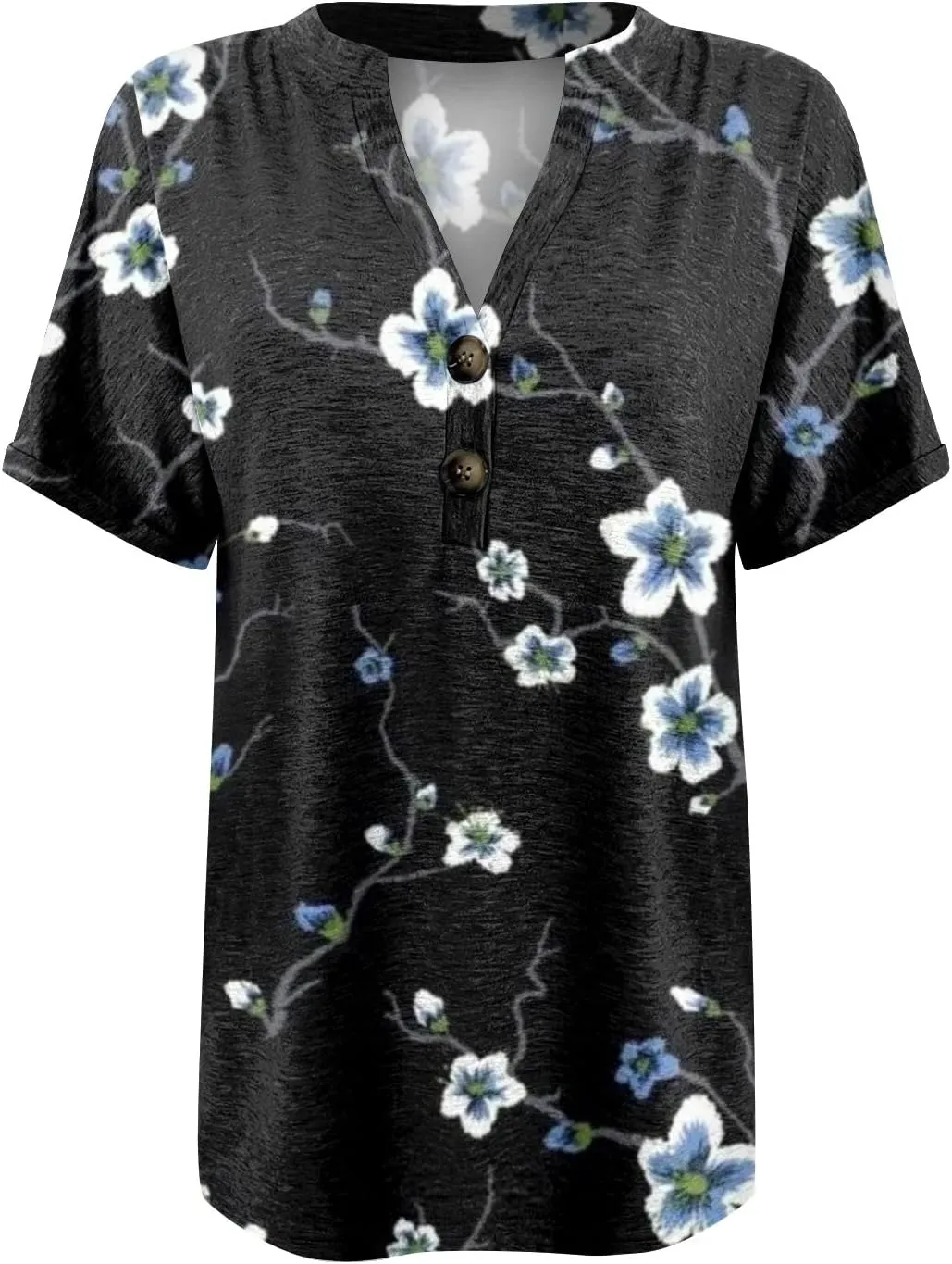 Womens Summer Tops Floral Short Sleeve V Neck Blouses for Women Dressy Casual Loose Shirts
