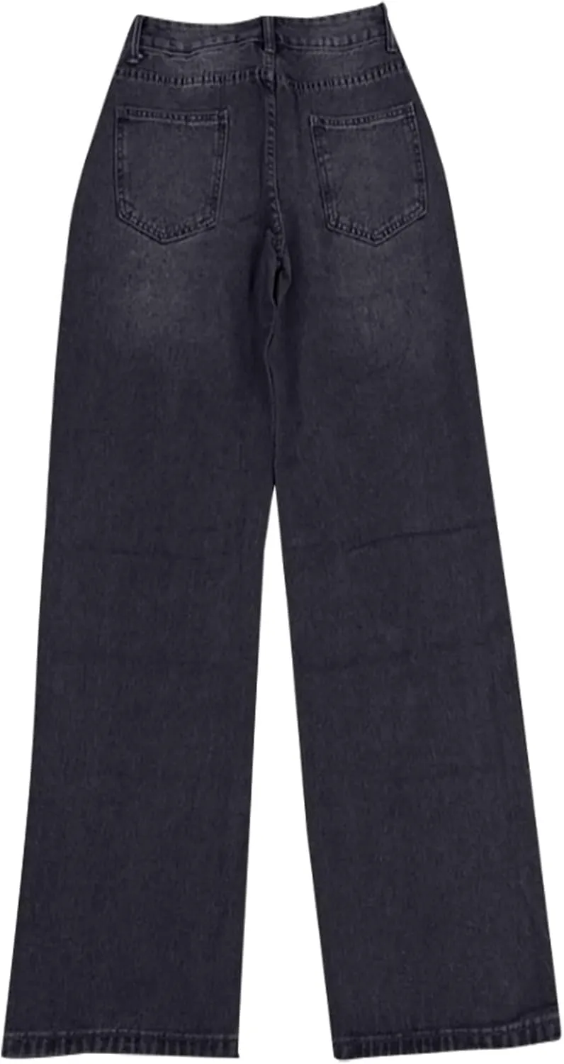 Womens Sweatpant Jeans Straight Leg Boyfriend Denim Wide Leg Loose Y2K Pants