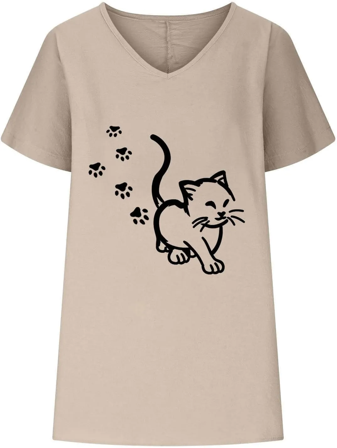 Womens Tops Trendy Casual V Neck Cotton Linen Shirts Fashion Short Sleeve Graphic Print Blouses Summer Loose Comfy Tees