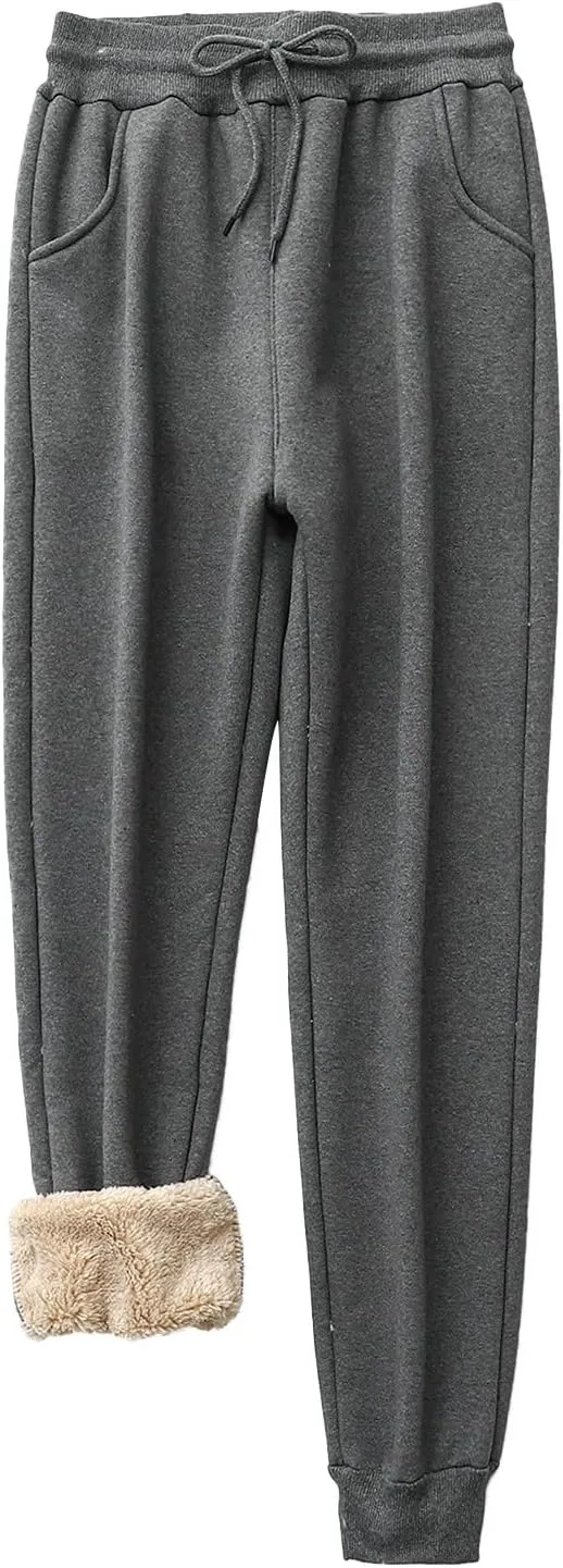 Womens Yoga Sweatpants Warm Winter Fleece Pants Athletic Pants High Lounge Comfy Waisted Joggers
