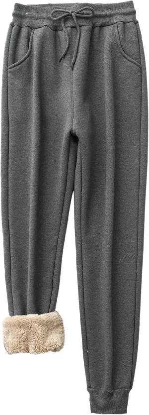 Womens Yoga Sweatpants Warm Winter Fleece Pants Athletic Pants High Lounge Comfy Waisted Joggers