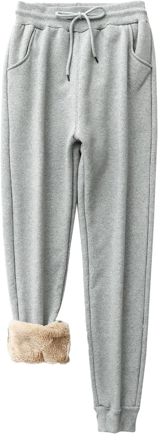 Womens Yoga Sweatpants Warm Winter Fleece Pants Athletic Pants High Lounge Comfy Waisted Joggers