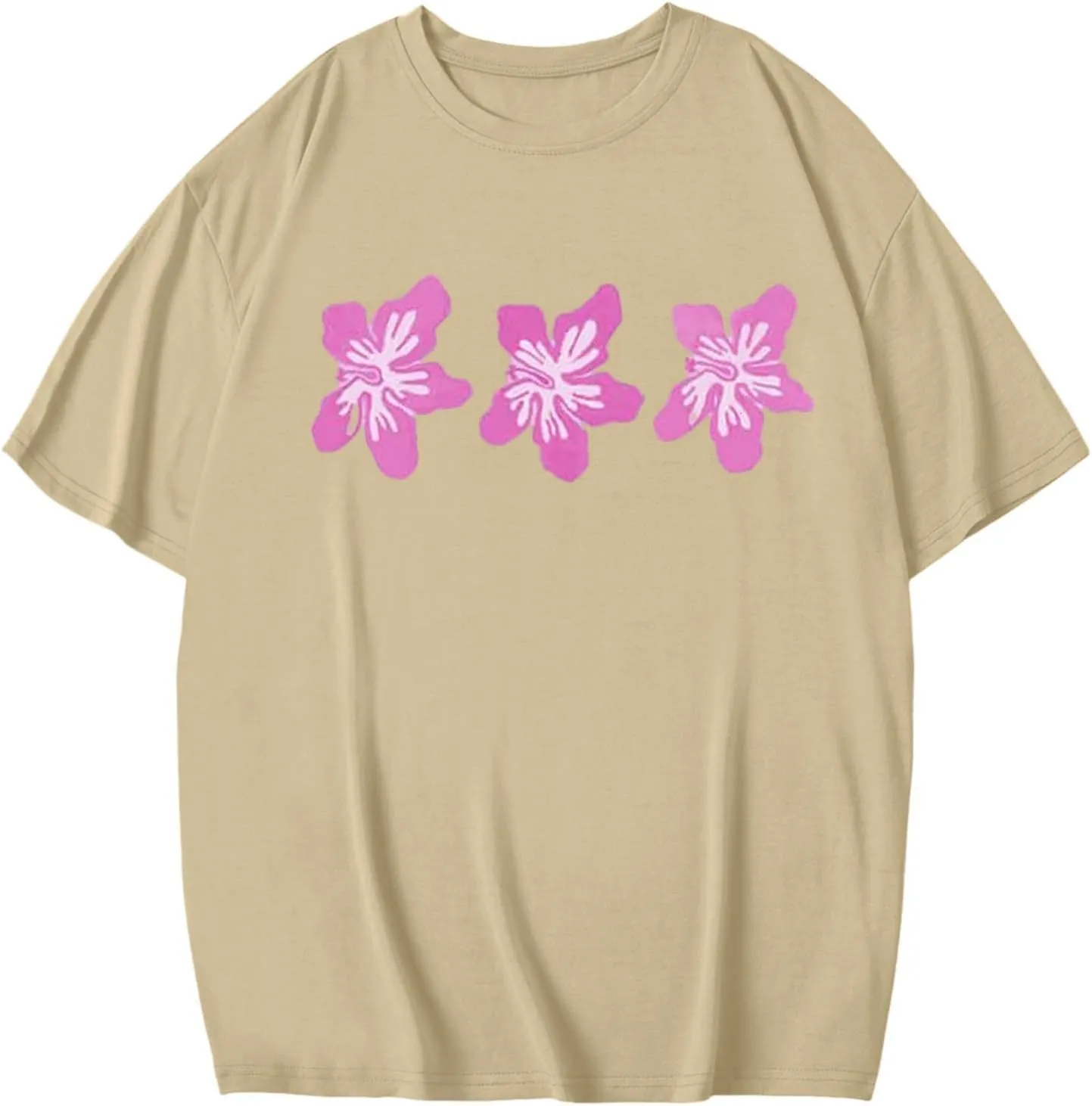 Y2k Shirts for Women Shorts Sleeve Oversized Pink Graphic Tshirt Crewneck Preppy Clothes for Teen Girls