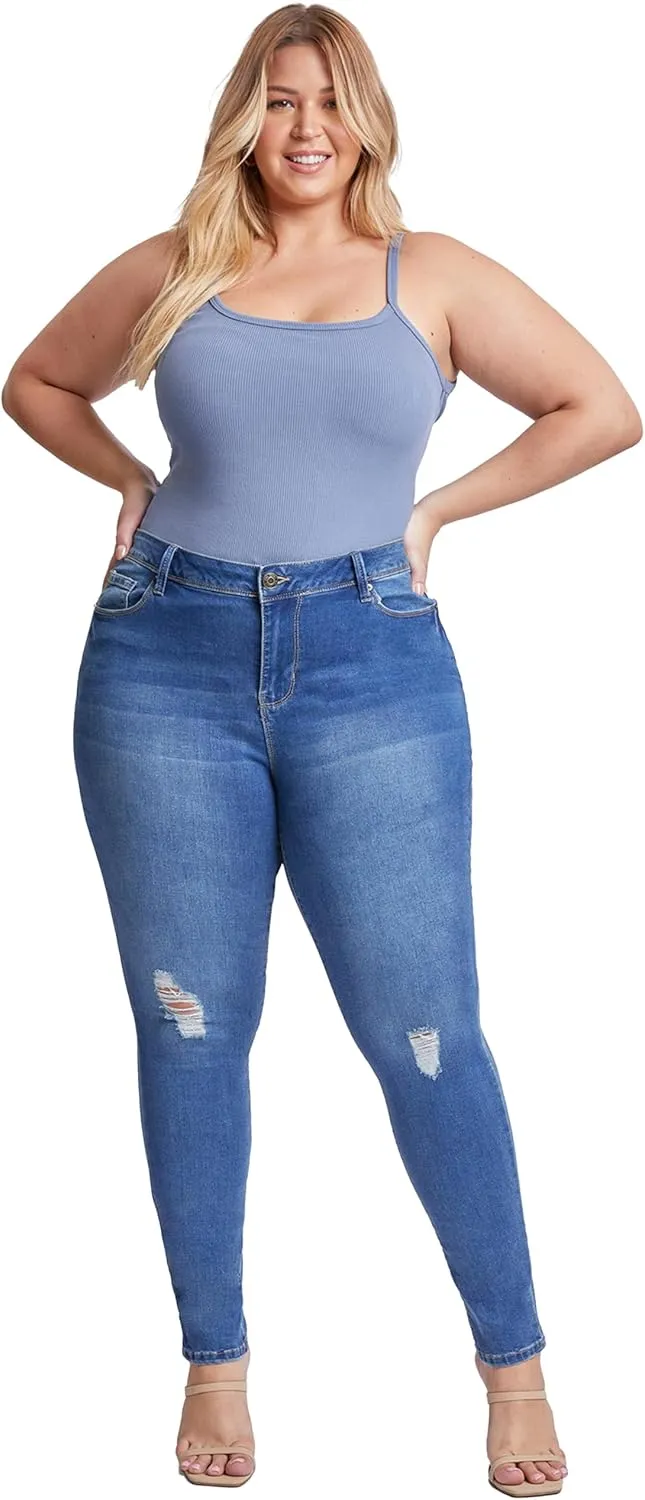 YMI Women's Plus Essential Skinny Jeans