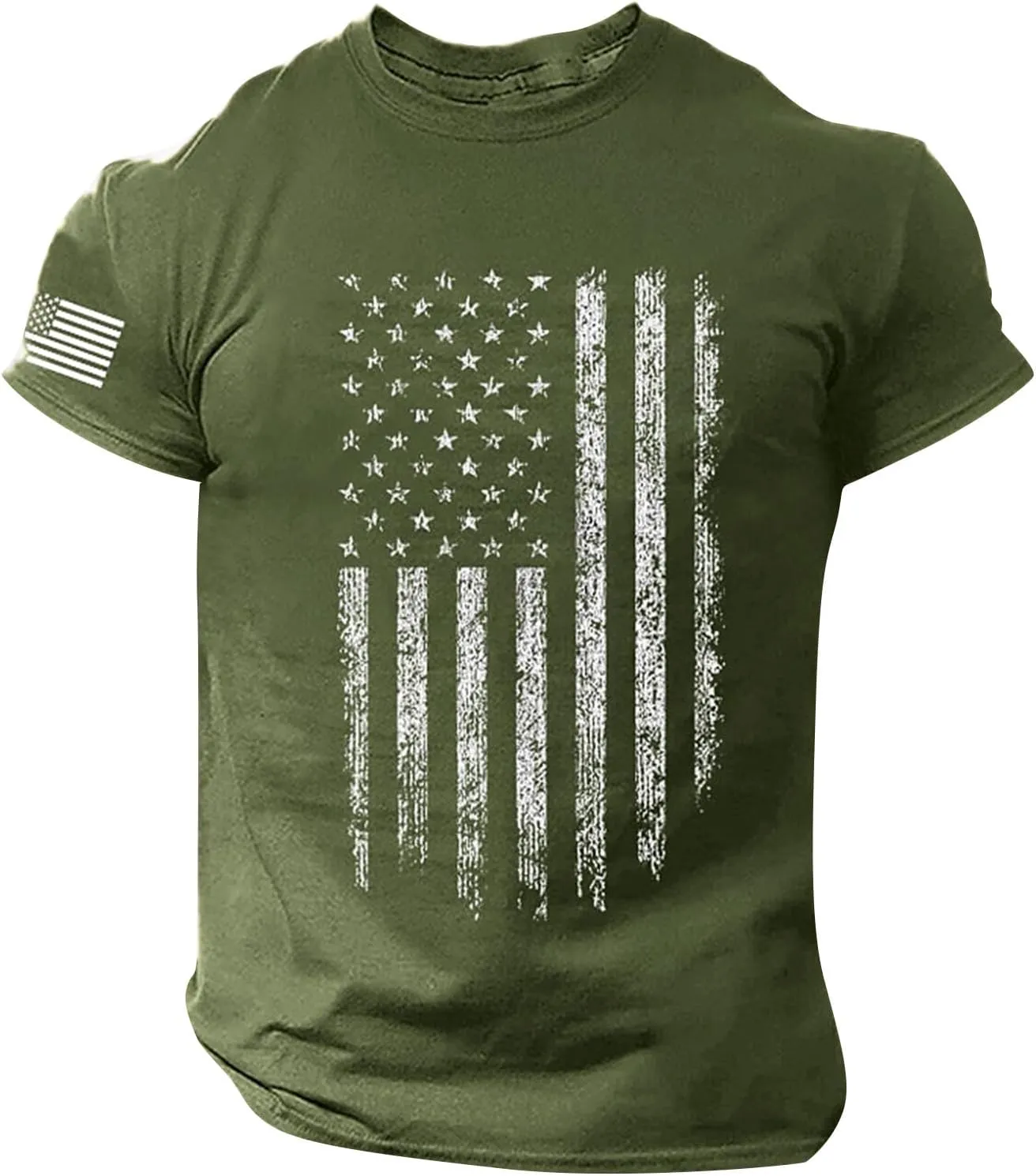 Ymosrh Men's Casual Shirts Short Sleeve Graphic Tees Crew Neck Flag Print T-Shirt Tops Shirts, S-4XL