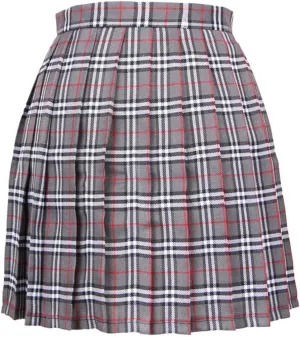 YOLIA Women A Line Skirts Schoolgirl Plaid Pleated Mini Skirt High Waist Uniform Dress