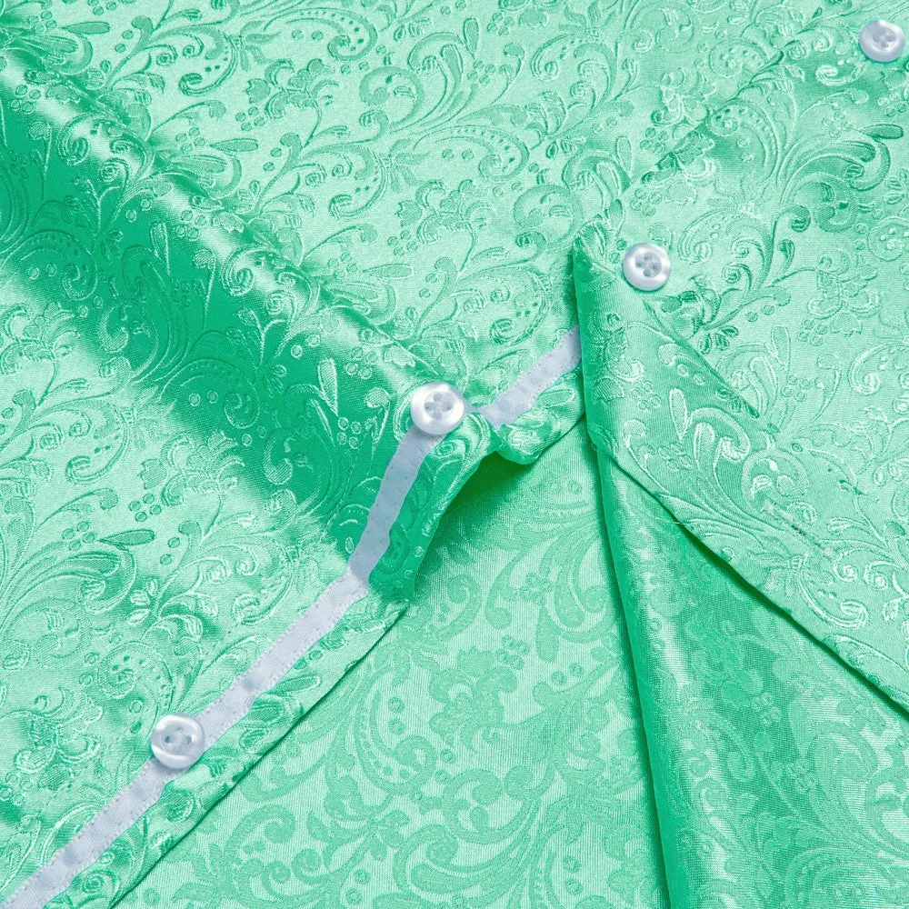 YourTies Aquamarine Shirt Silk Floral Men's Jacquard Shirt