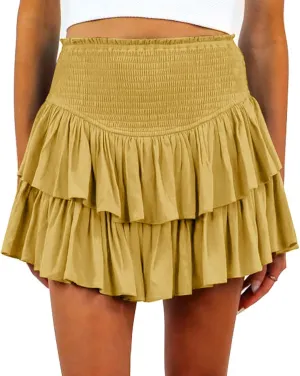 Yuemengxuan Pleated Skirts for Women High Waist Tennis Skorts Ruffle Flowy Summer Skater Skirt Workout Mini Skirt